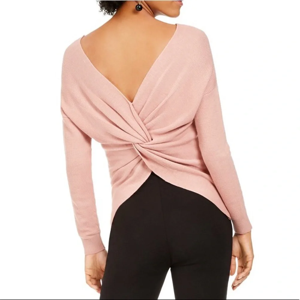 Bar III 2~Ways Wear Twisted back Long Sleeve Top - Picture 2 of 3